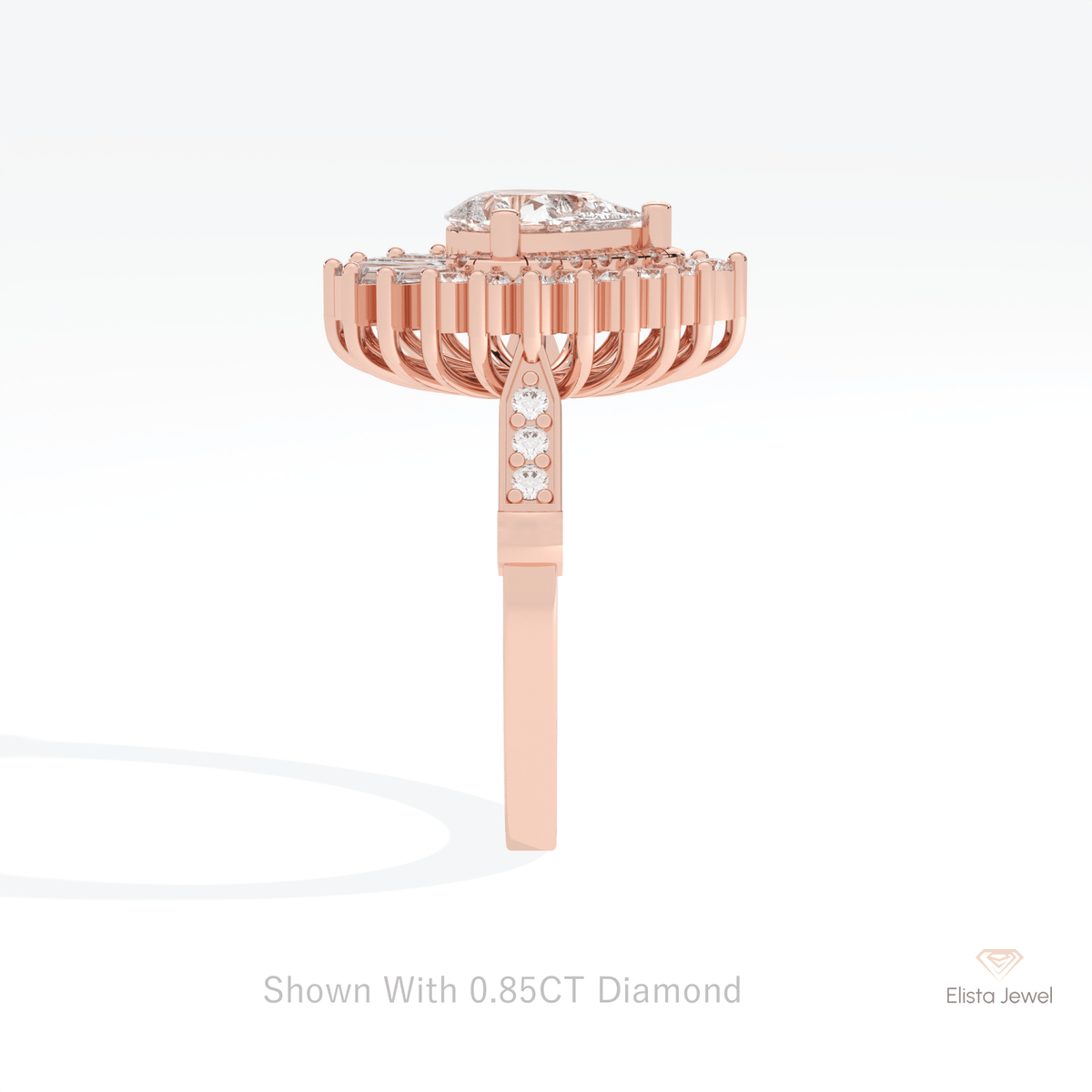 Pear Cut Art Deco Engagement Lab Grown Diamond Ring - Additional View