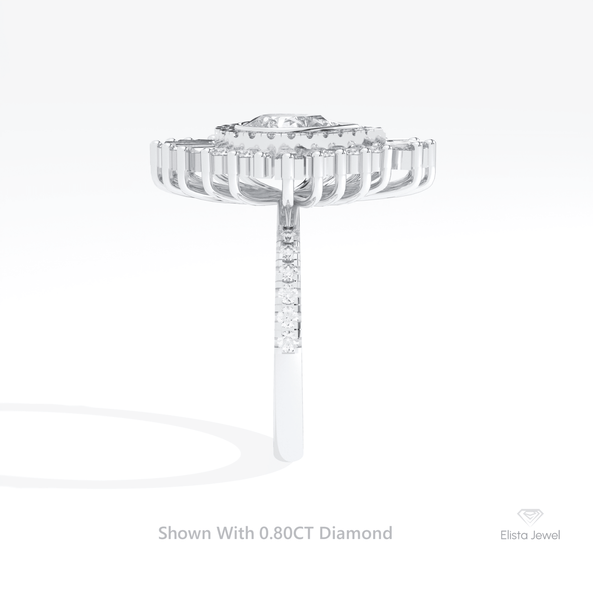 Pear Cut Bezel Double Halo Art Deco Lab Grown Diamond Ring in 18K Yellow Gold - Perspective View