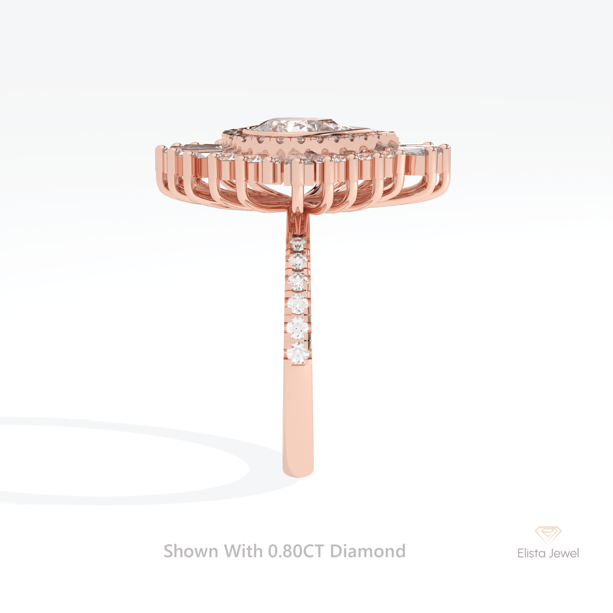 Pear Cut Bezel Double Halo Art Deco Lab Grown Diamond Ring - Additional View