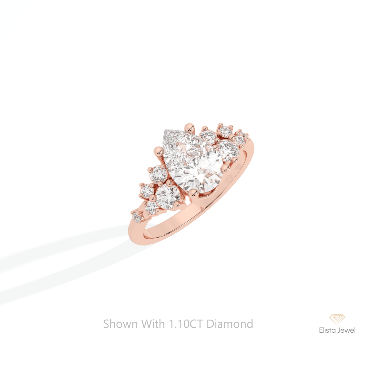 Pear Cut Cluster Engagement Lab Grown Diamond Ring in Platinum - Lifestyle View