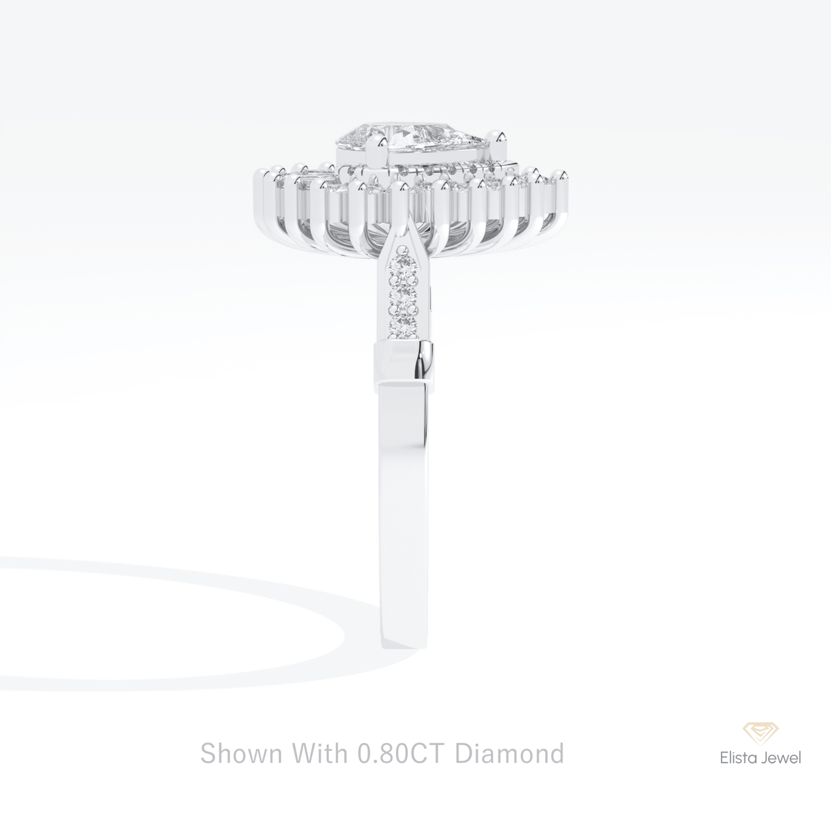 Pear Cut Double Halo Starburst Lab Grown Diamond Ring in 18K Yellow Gold - Perspective View