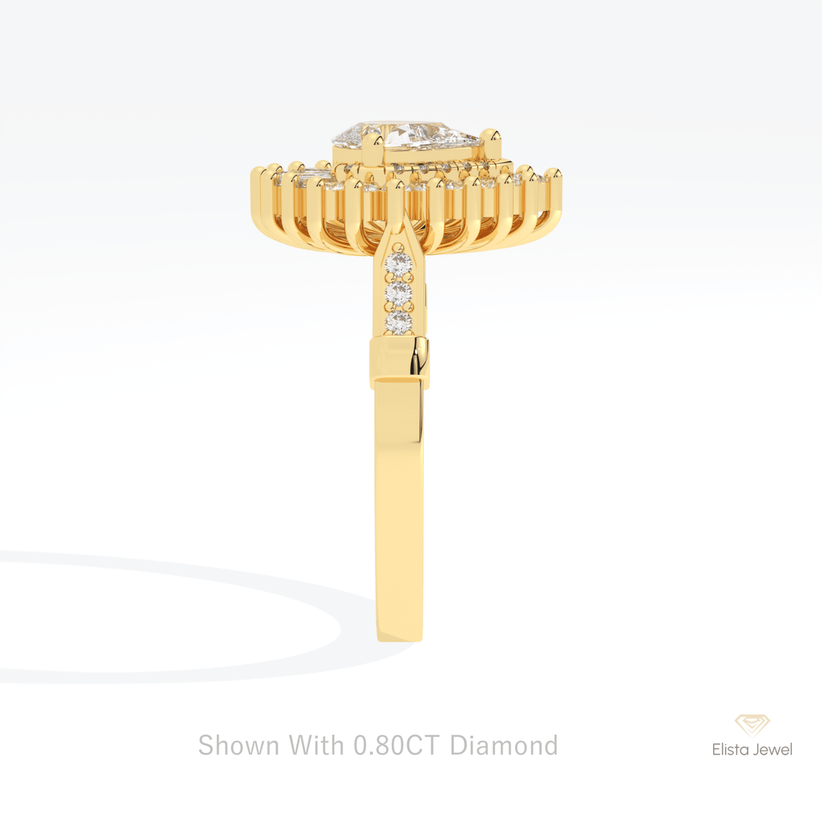 Pear Cut Double Halo Starburst Lab Grown Diamond Ring - Additional View