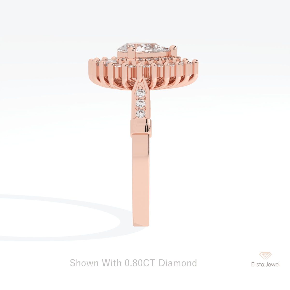 Pear Cut Double Halo Starburst Lab Grown Diamond Ring in 14K White Gold - Top View