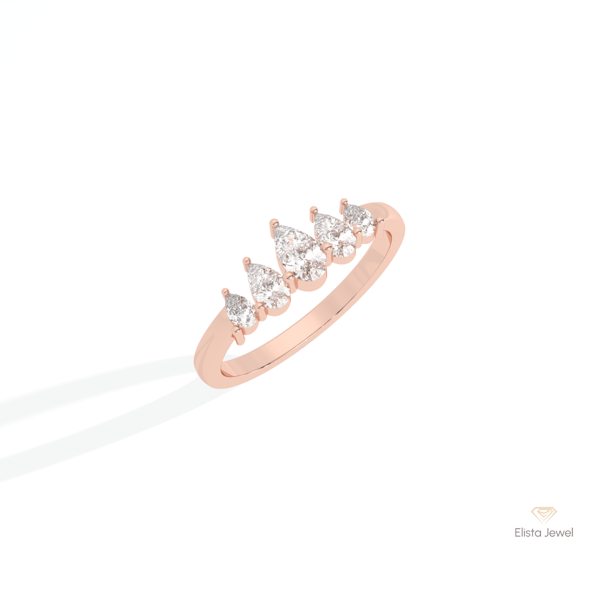 Pear Cut Five Stone Wedding Lab Grown Diamond Band in Platinum - Lifestyle View