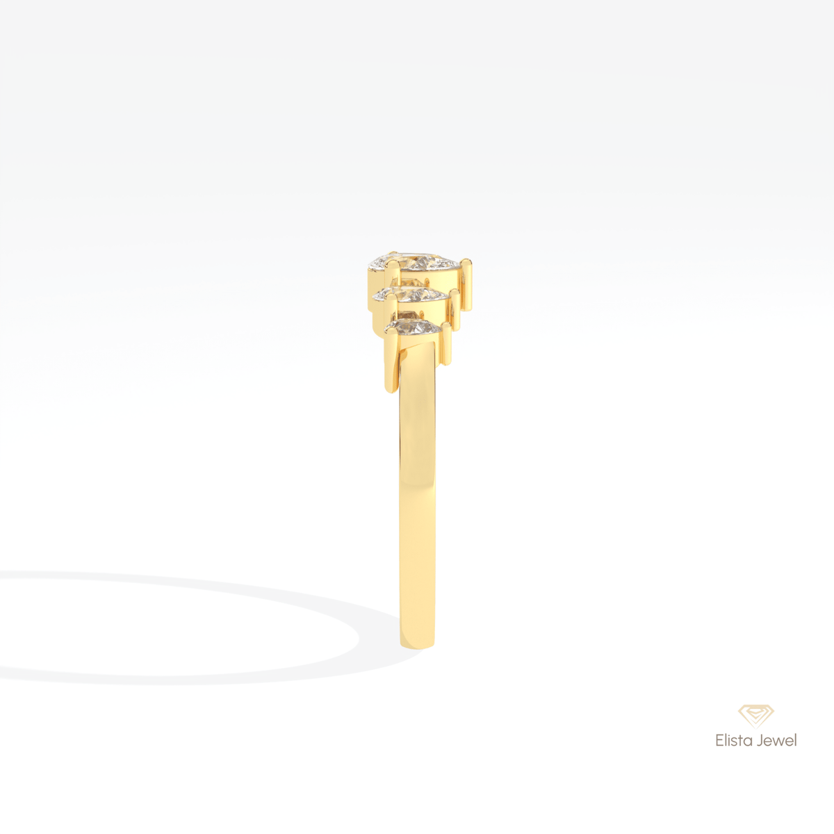 Pear Cut Five Stone Wedding Lab Grown Diamond Band in 14K White Gold - Top View