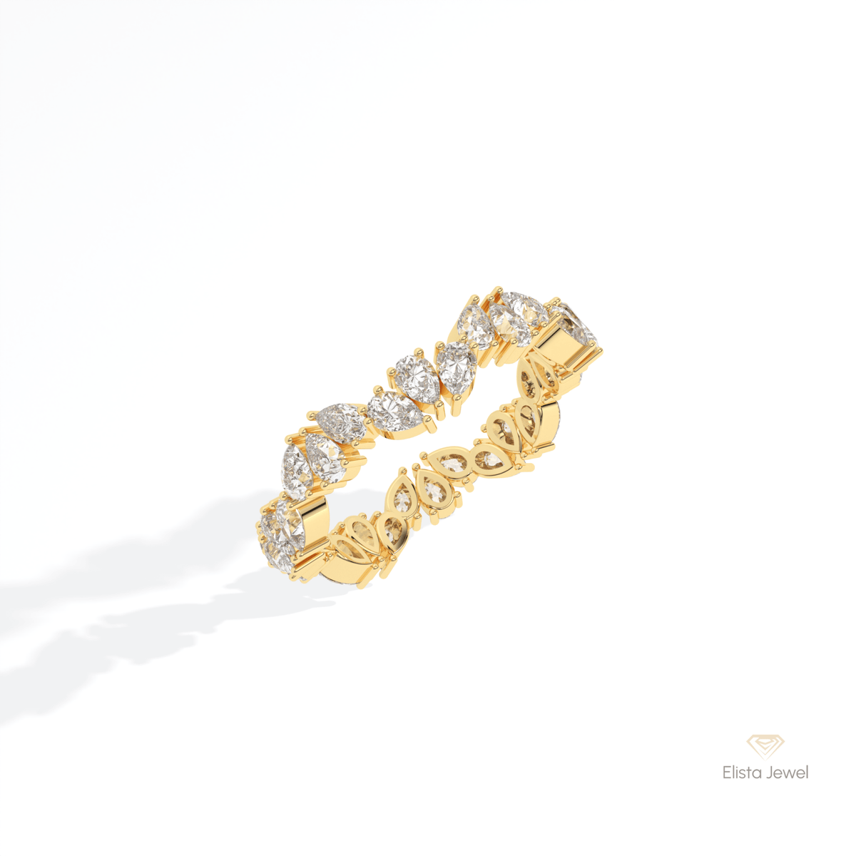 Pear Cut Full Eternity Wedding Lab Grown Diamond Band in Platinum - Lifestyle View