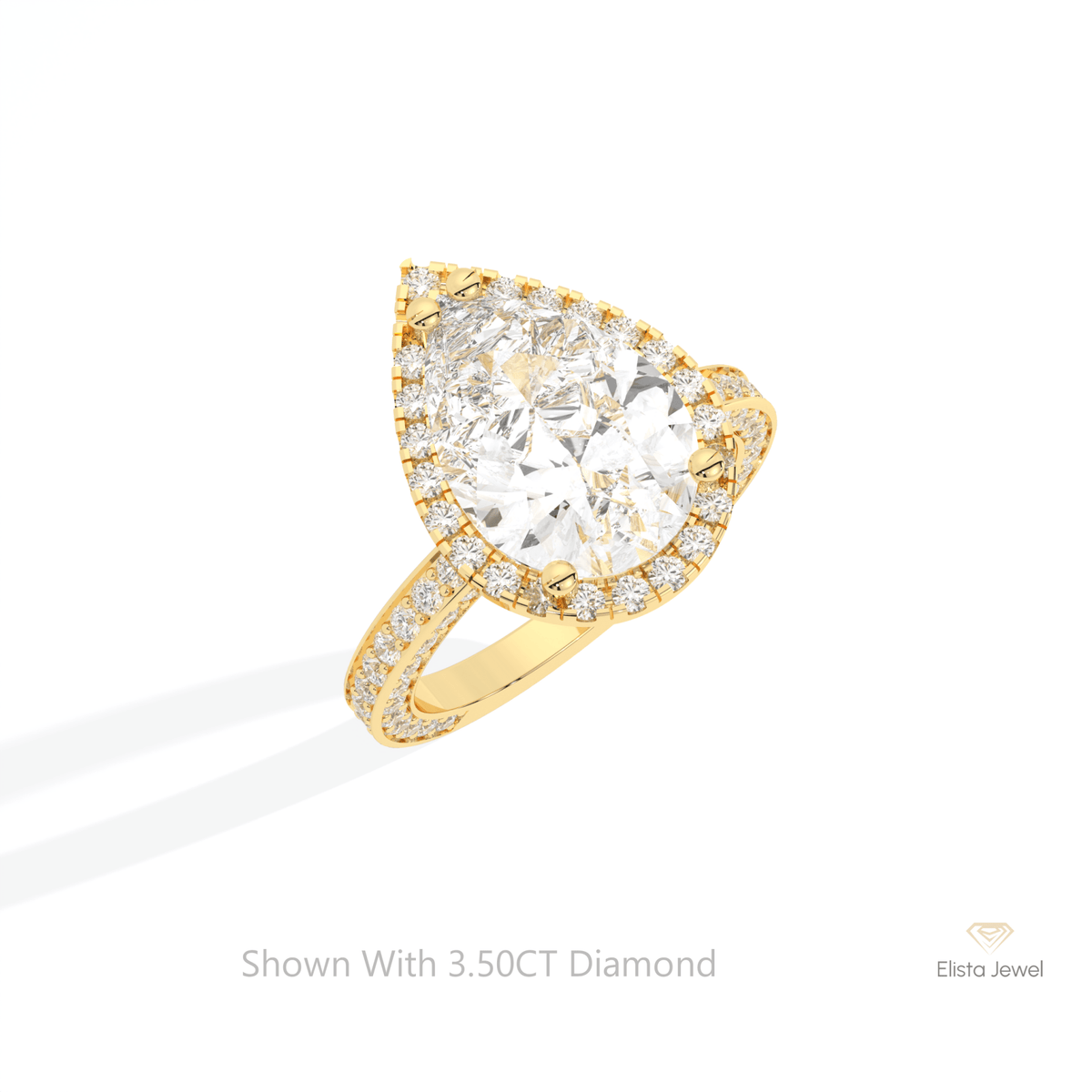 Pear Cut Halo Accent Wedding Lab Grown Diamond Ring in Platinum - Lifestyle View