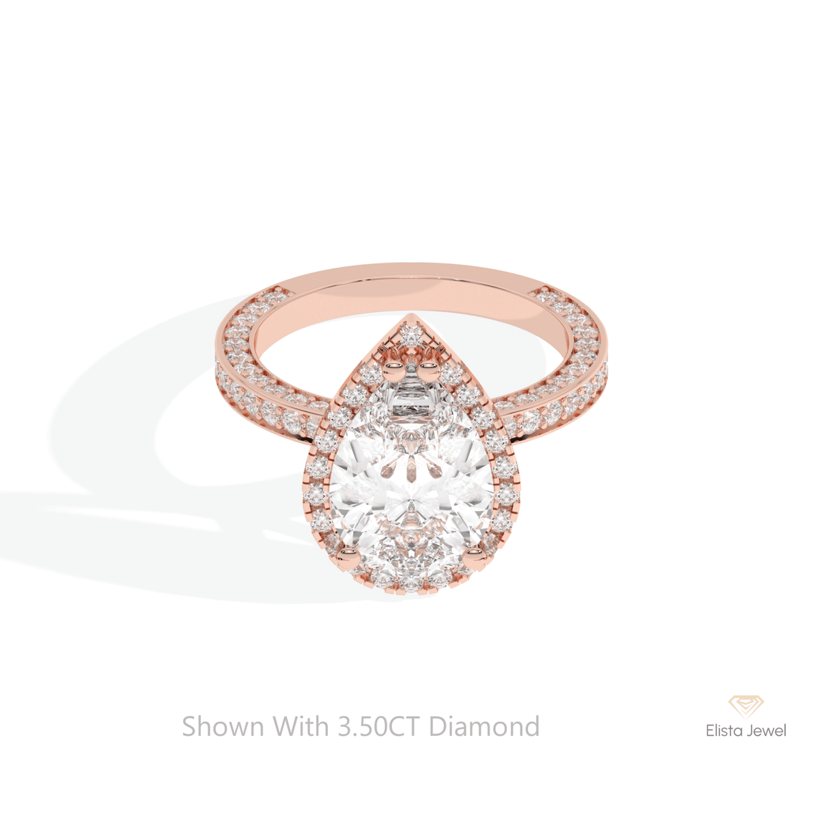 Pear Cut Halo Accent Wedding Lab Grown Diamond Ring in 10K White Gold - Front View