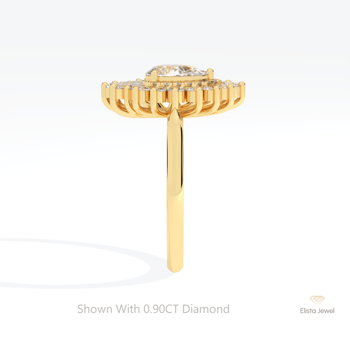Pear Cut Halo Art Deco Lab Grown Diamond Ring - Additional View