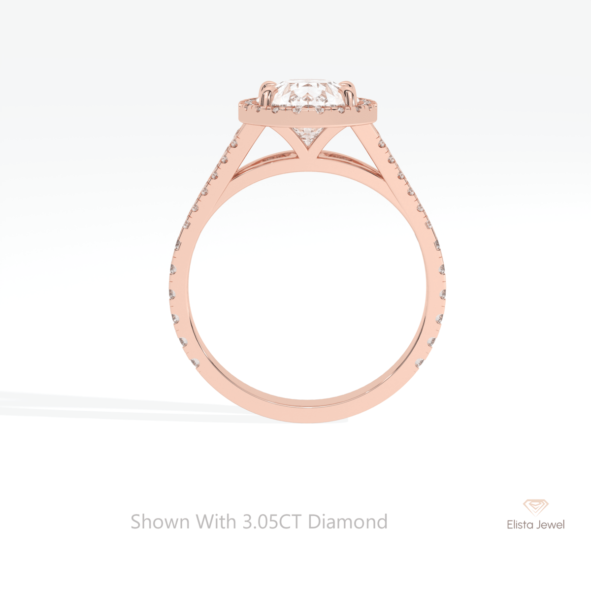 Pear Cut Halo Engagement Lab Grown Diamond Ring in 10K Rose Gold - Angled View