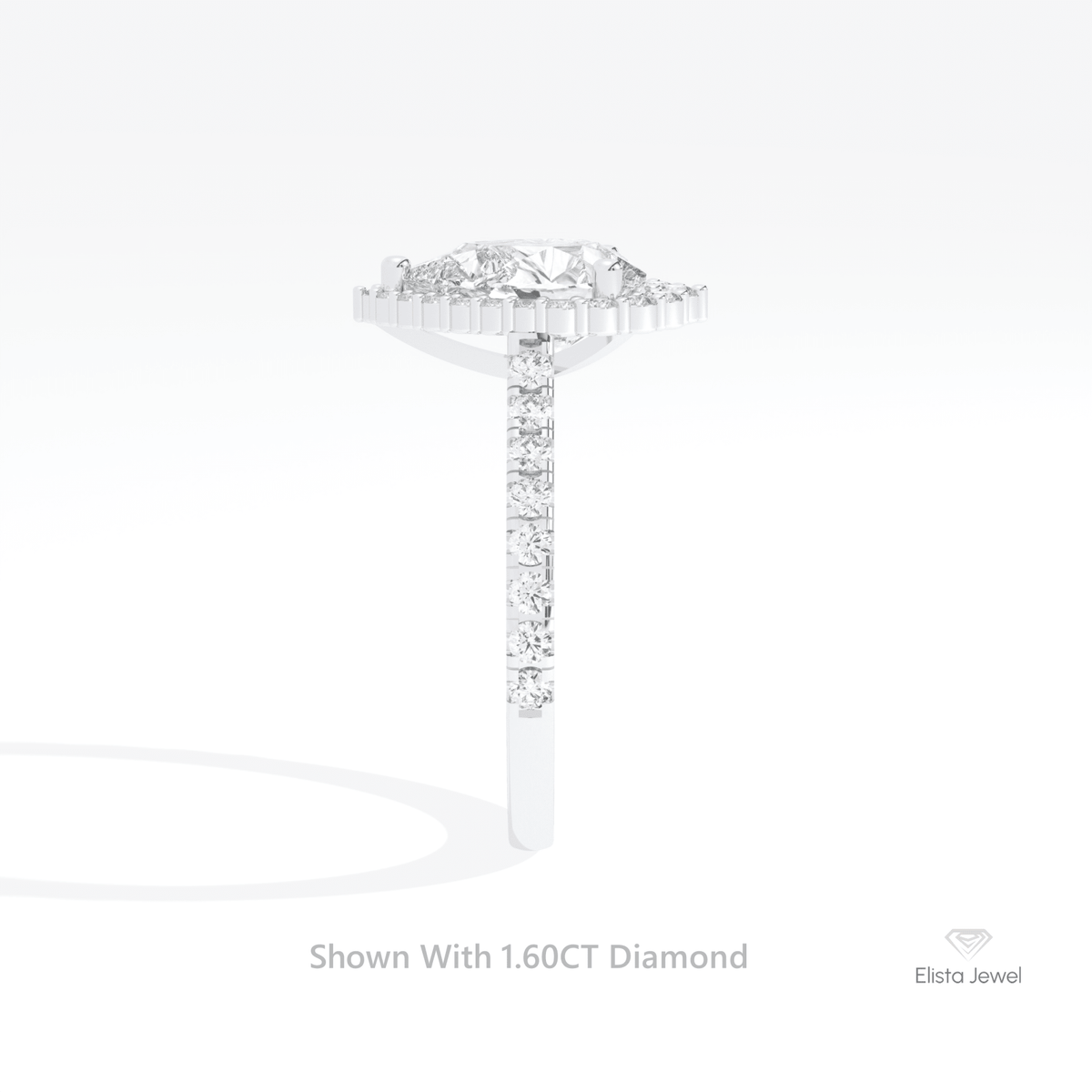 Pear Cut Halo Engagement Lab Grown Diamond Ring in 18K Yellow Gold - Perspective View