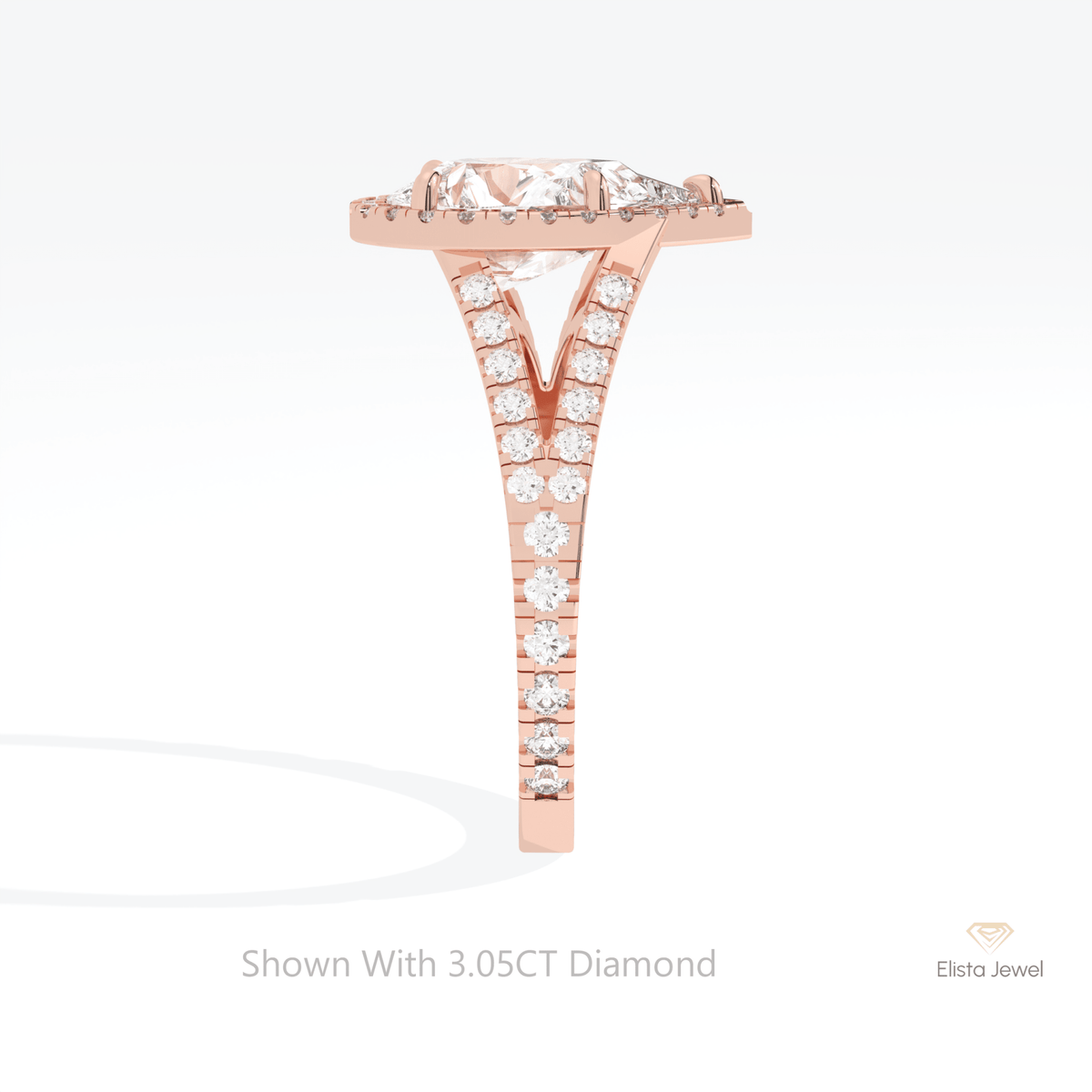 Pear Cut Halo Engagement Lab Grown Diamond Ring in 14K White Gold - Top View