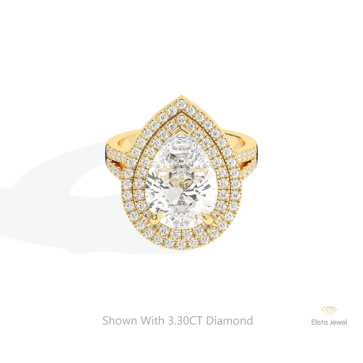 Pear Cut Halo Engagement Lab Grown Diamond Ring in 10K White Gold - Front View