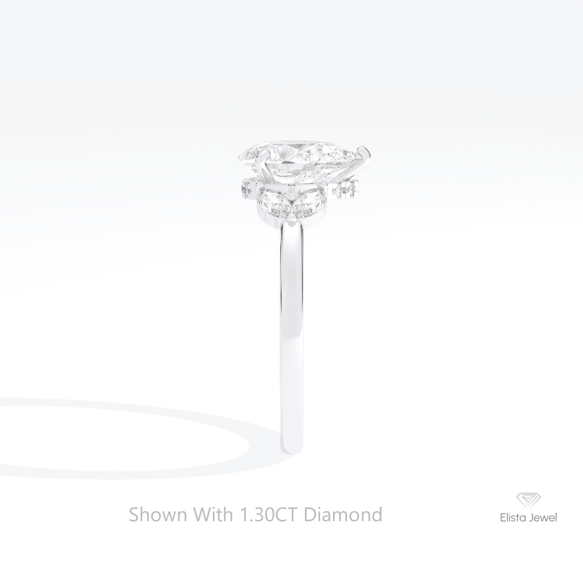 Pear Cut Hidden Halo Cluster Lab Grown Diamond Ring in 18K Yellow Gold - Perspective View