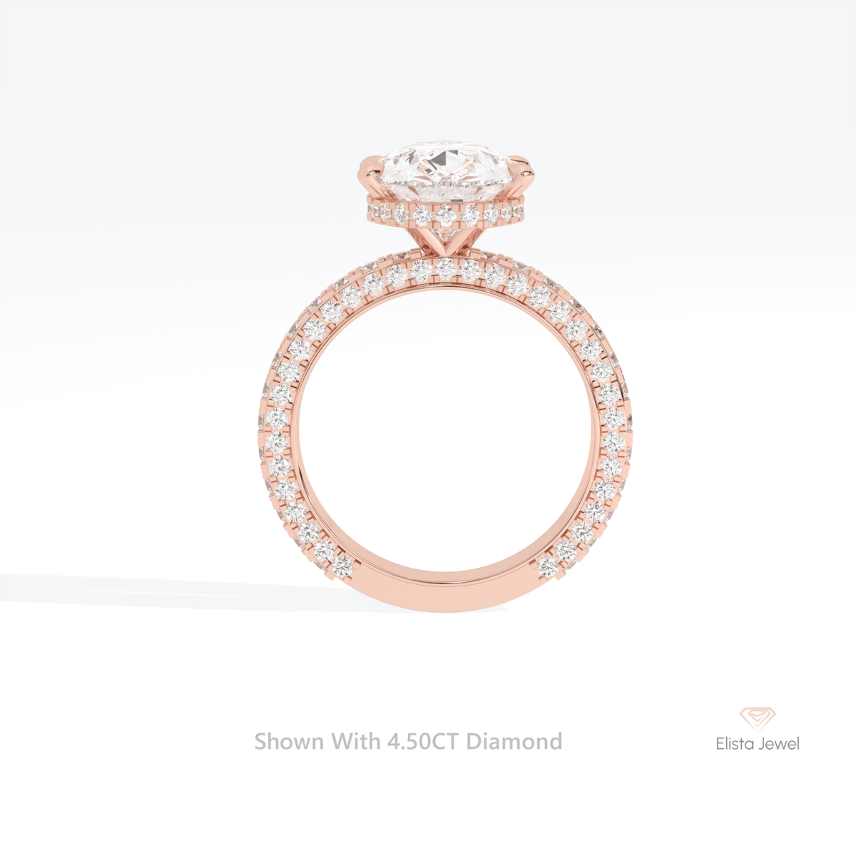 Pear Cut Hidden Halo Engagement Lab Grown Diamond Ring - Alternative View