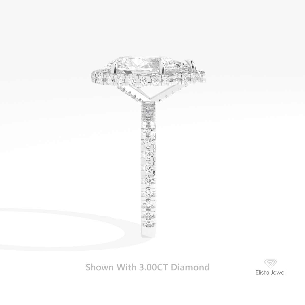 Pear Cut Hidden Halo Engagement Lab Grown Diamond Ring in 18K Yellow Gold - Perspective View