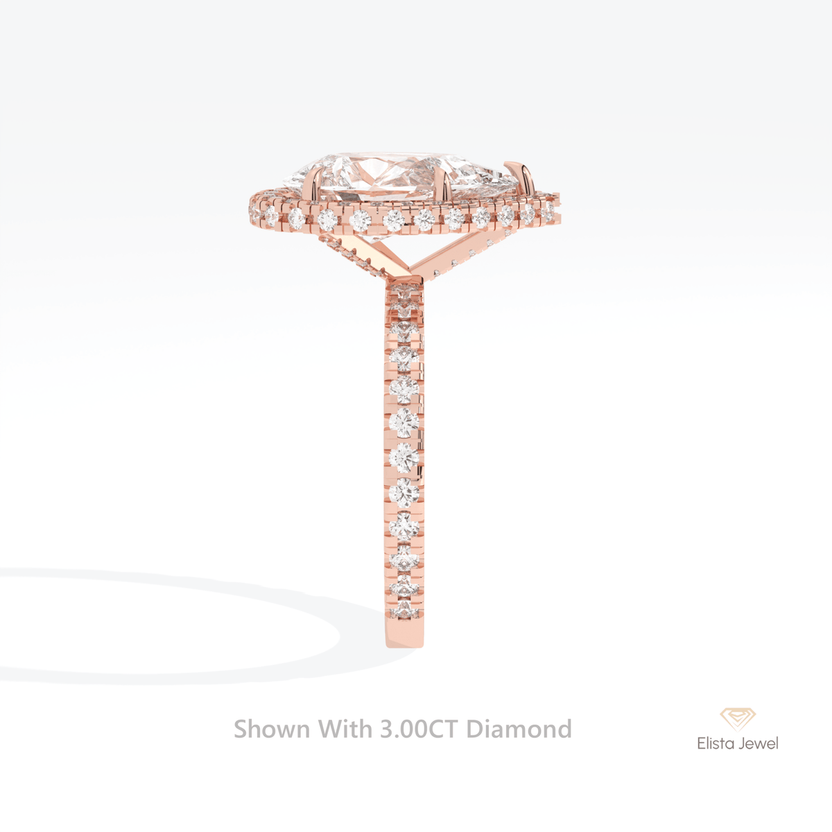 Pear Cut Hidden Halo Engagement Lab Grown Diamond Ring - Additional View