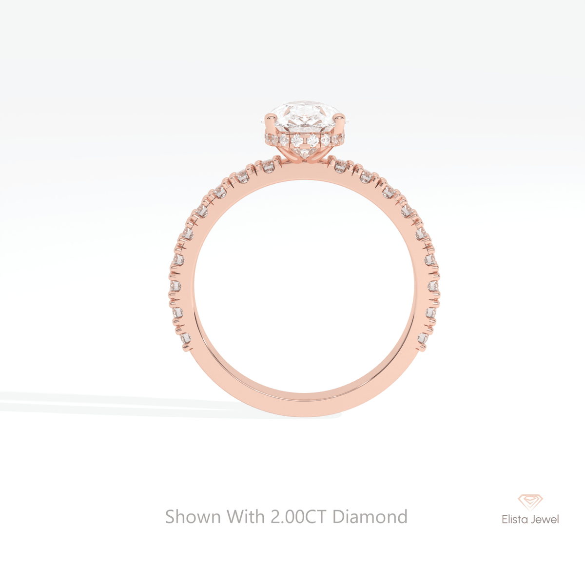 Pear Cut Hidden Halo Wedding Lab Grown Diamond Ring - Alternative View