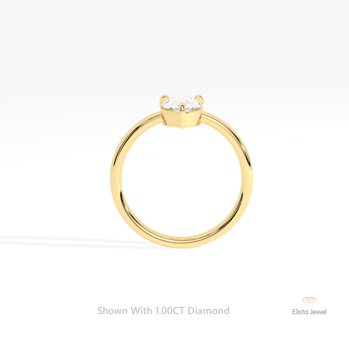 Pear Cut Solitaire Engagement Lab Grown Diamond Ring in 10K Rose Gold - Angled View