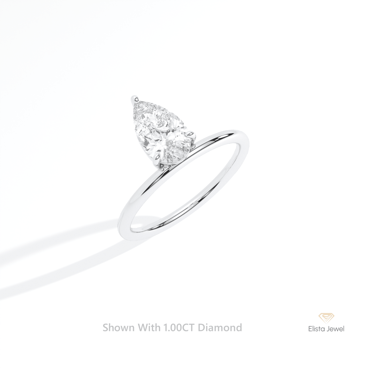 Pear Cut Solitaire Engagement Lab Grown Diamond Ring in 14K Rose Gold - Profile View