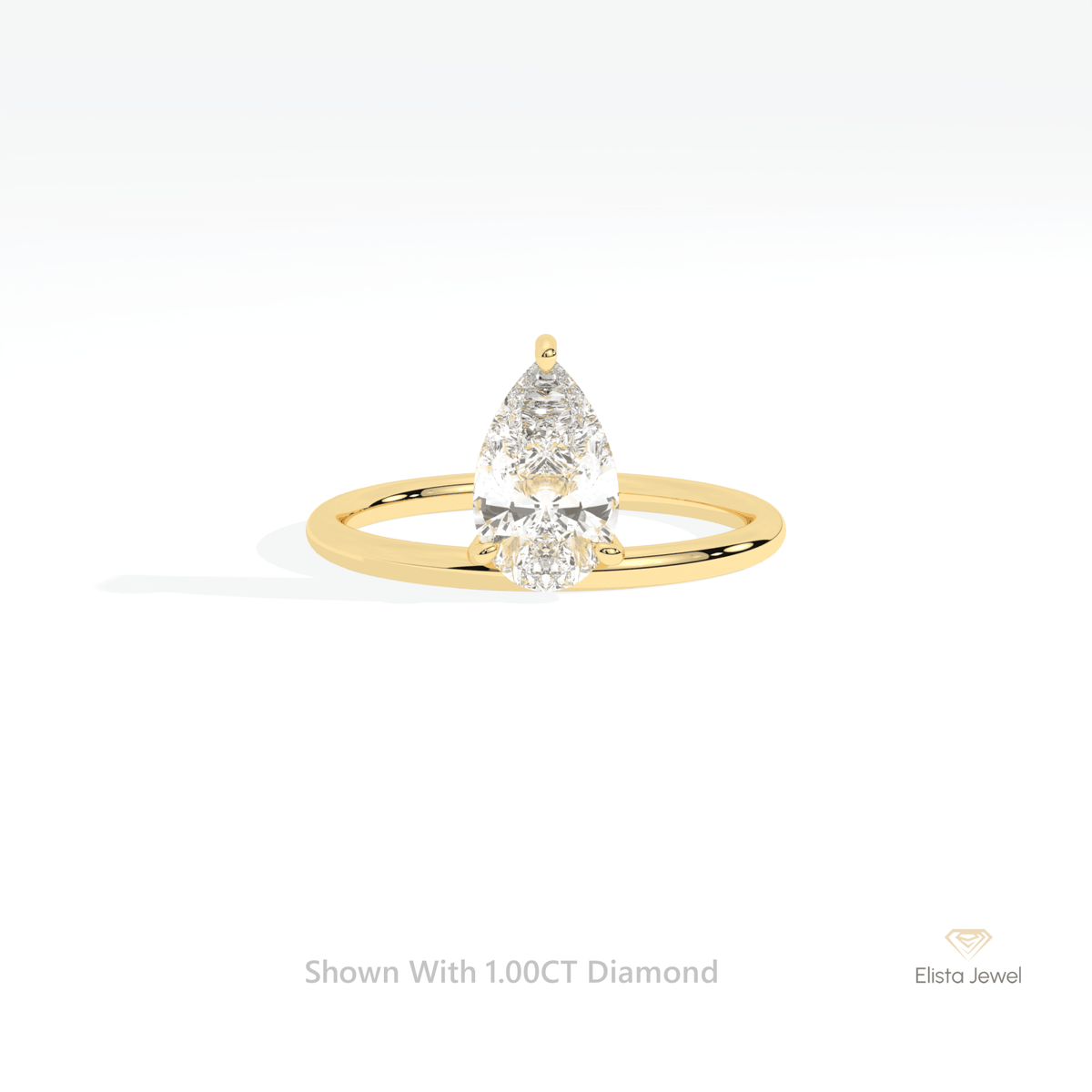 Pear Cut Solitaire Engagement Lab Grown Diamond Ring in 10K White Gold - Front View