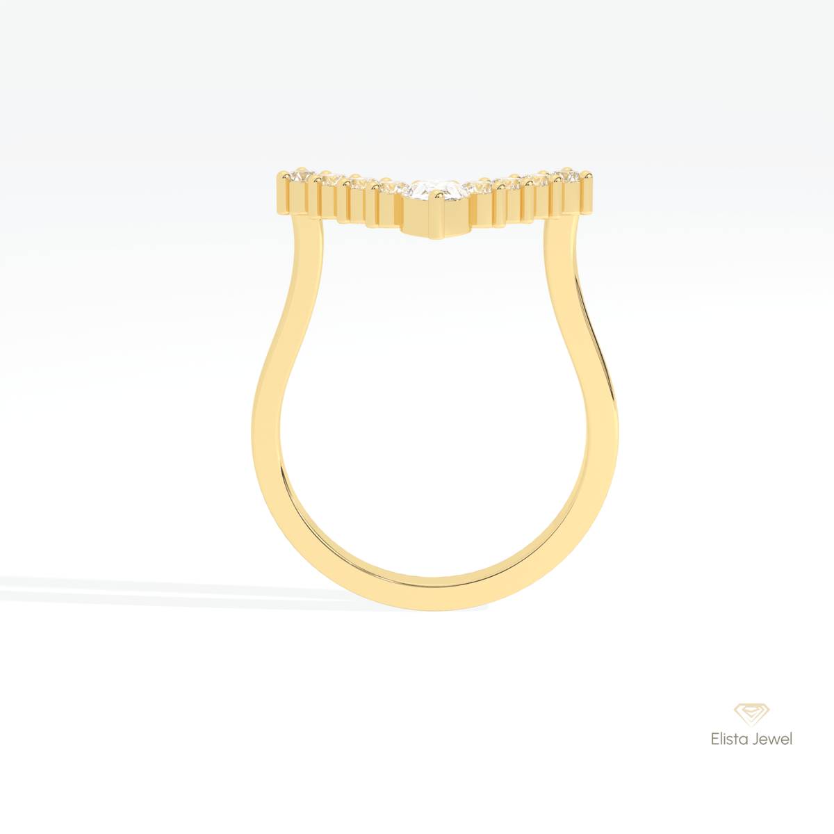 Pear & Round Cut V Shaped Lab Grown Diamond Band - Alternative View