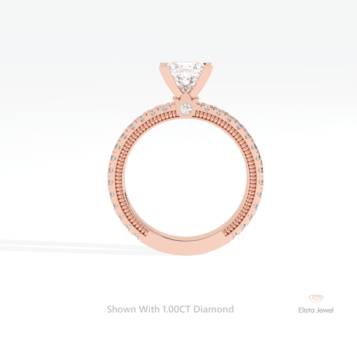 Princess Cut Accent Engagement Lab Grown Diamond Ring - Alternative View