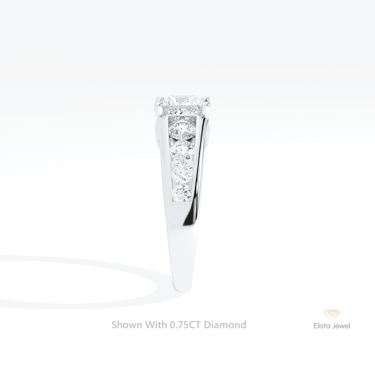 Princess Cut Accent Engagement Lab Grown Diamond Ring in 18K Yellow Gold - Perspective View
