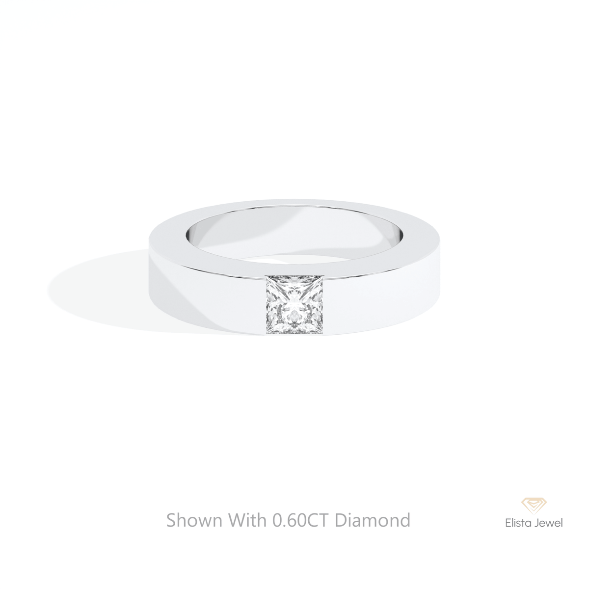 Princess Cut Solitaire Engagement Lab Grown Diamond Ring in 14K Yellow Gold - Detail View