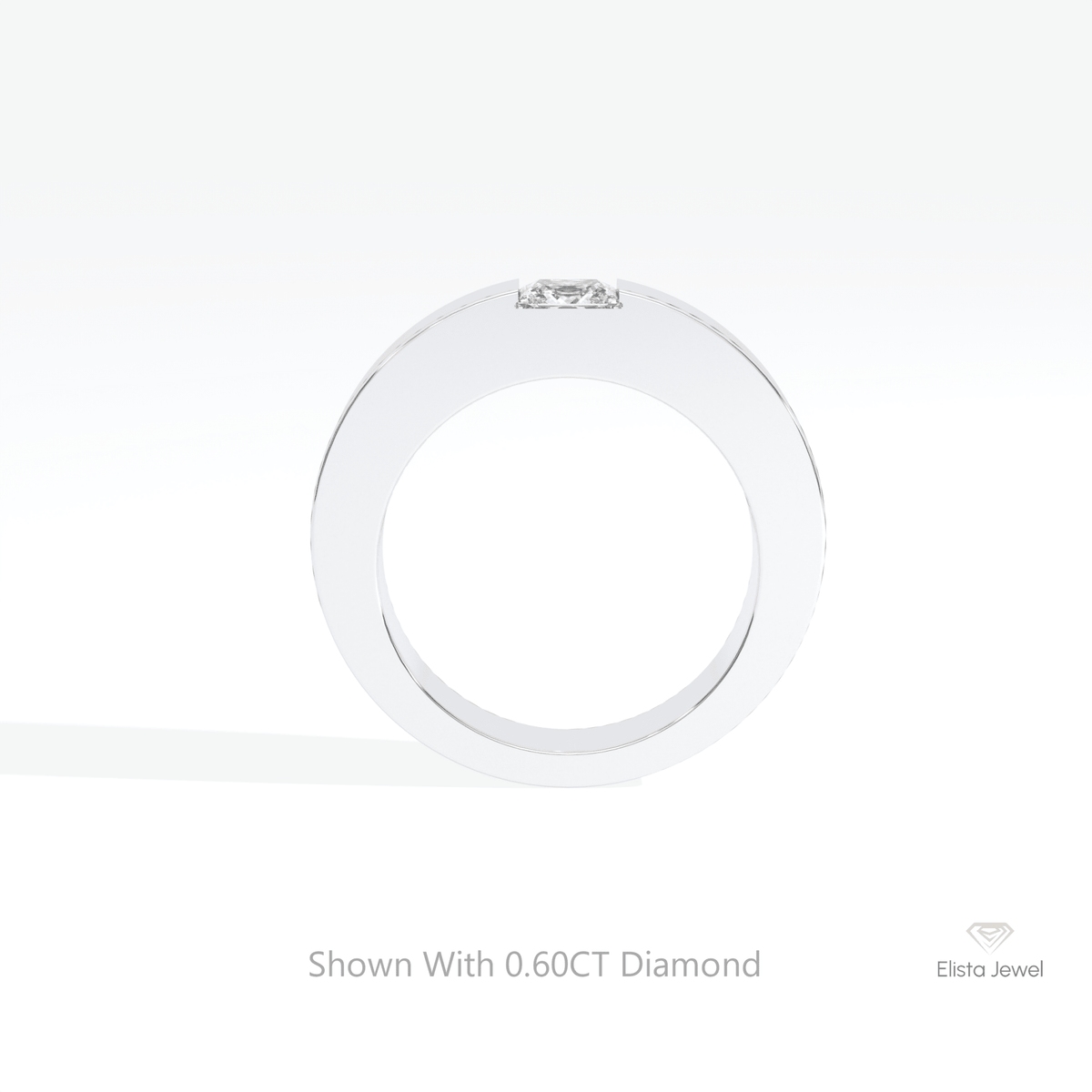 Princess Cut Solitaire Engagement Lab Grown Diamond Ring in 18K White Gold - Close-up View
