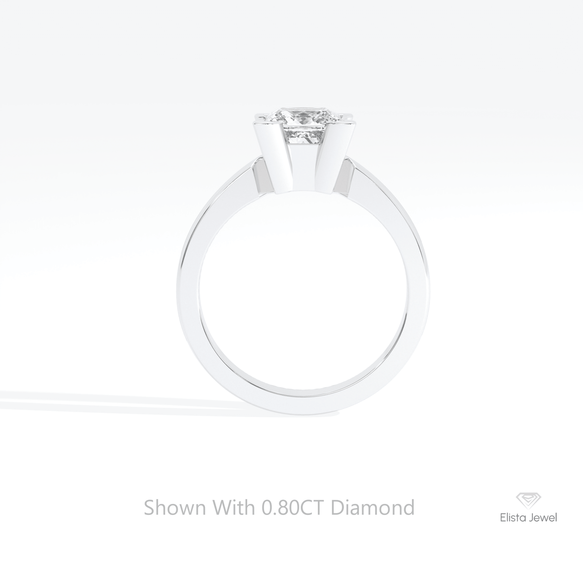 Princess Cut Solitaire Wedding Lab Grown Diamond Ring in 18K White Gold - Close-up View