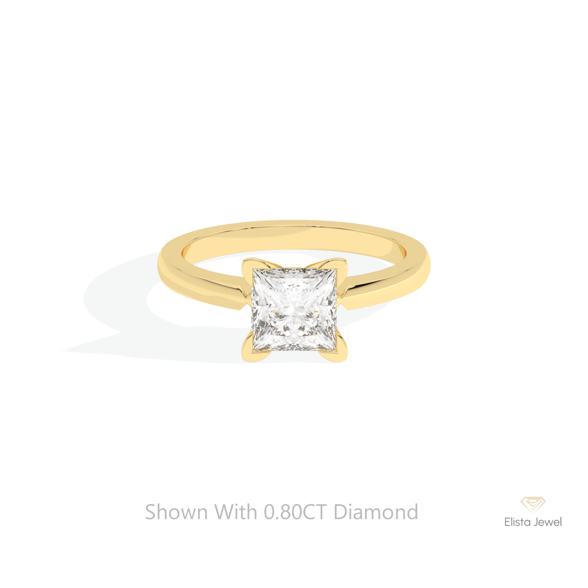 Princess Cut Solitaire Wedding Lab Grown Diamond Ring in 10K White Gold - Front View