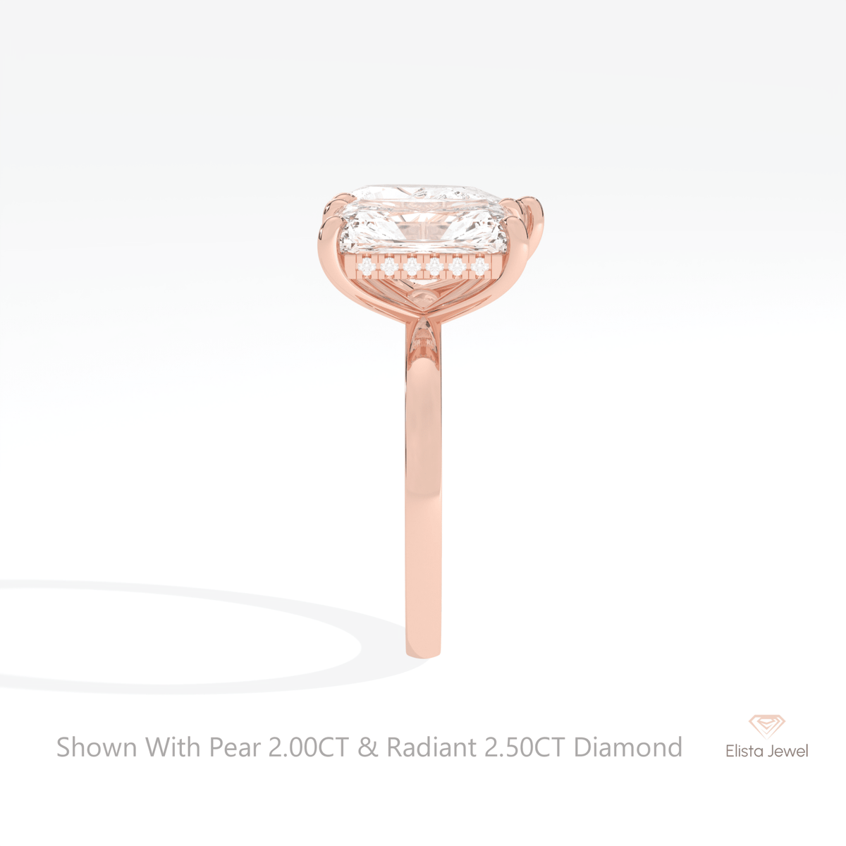 Radiant And Pear Cut Toi Et Moi Lab Grown Diamond Ring in 18K Yellow Gold - Perspective View