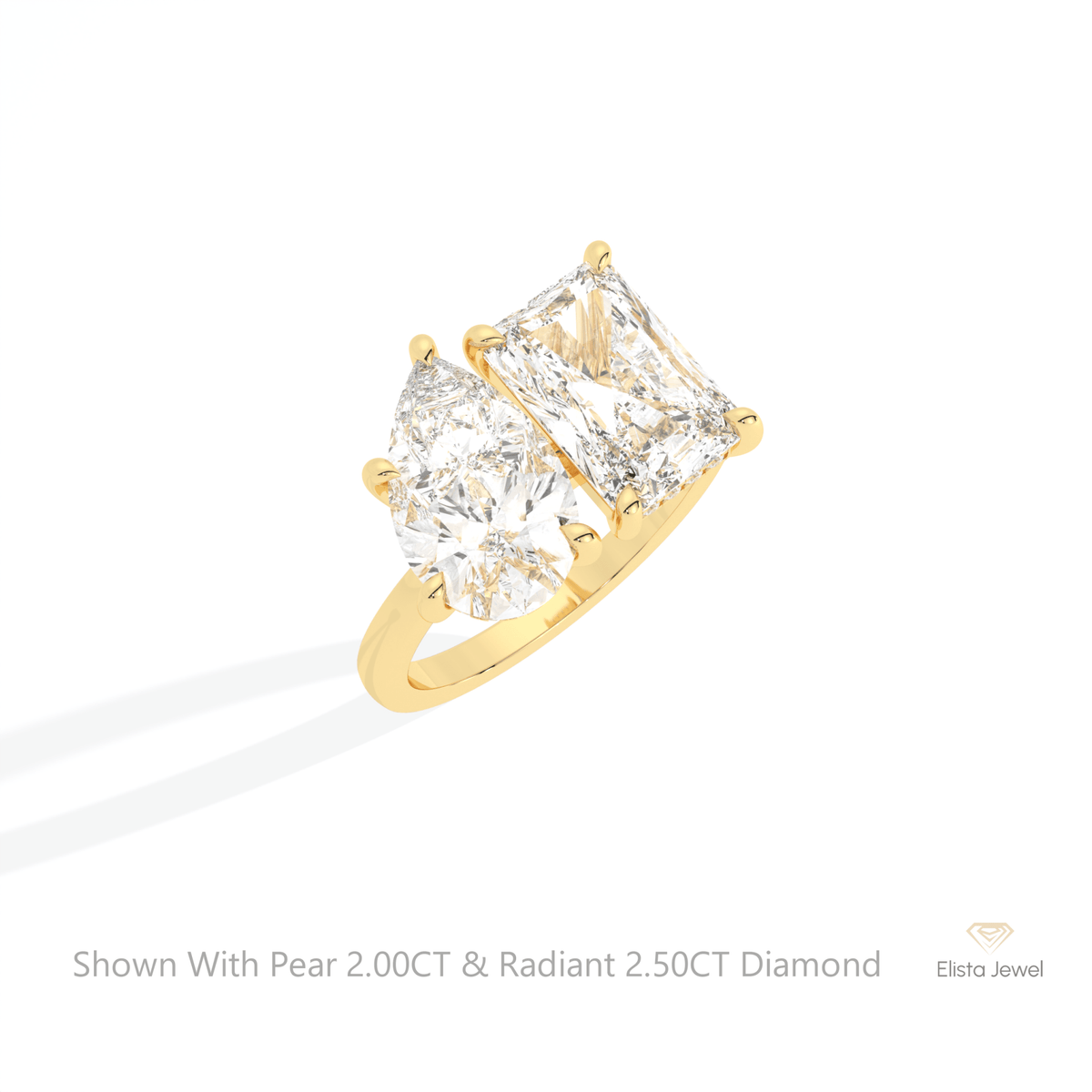 Radiant And Pear Cut Toi Et Moi Lab Grown Diamond Ring in Platinum - Lifestyle View