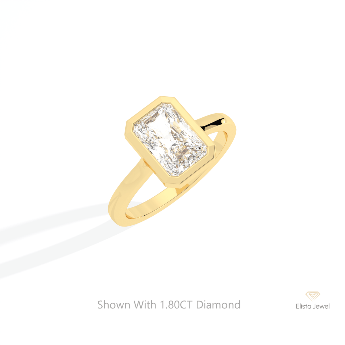 Radiant Cut Full Bezel Solitaire Lab Grown Diamond Ring in 14K Rose Gold - Profile View