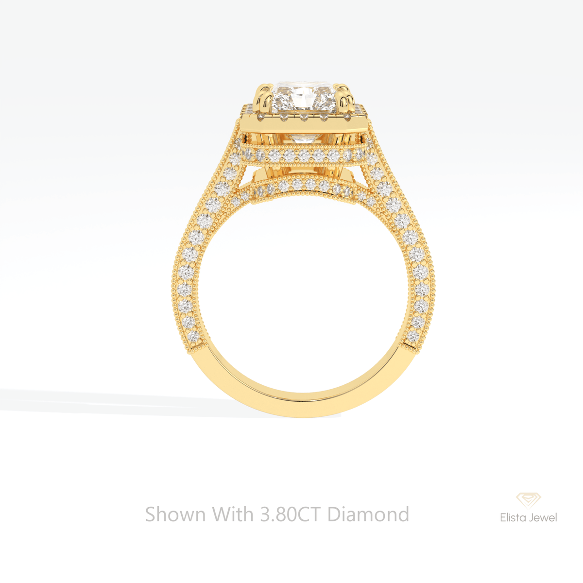 Radiant Cut Halo Engagement Lab Grown Diamond Ring in 10K Rose Gold - Angled View