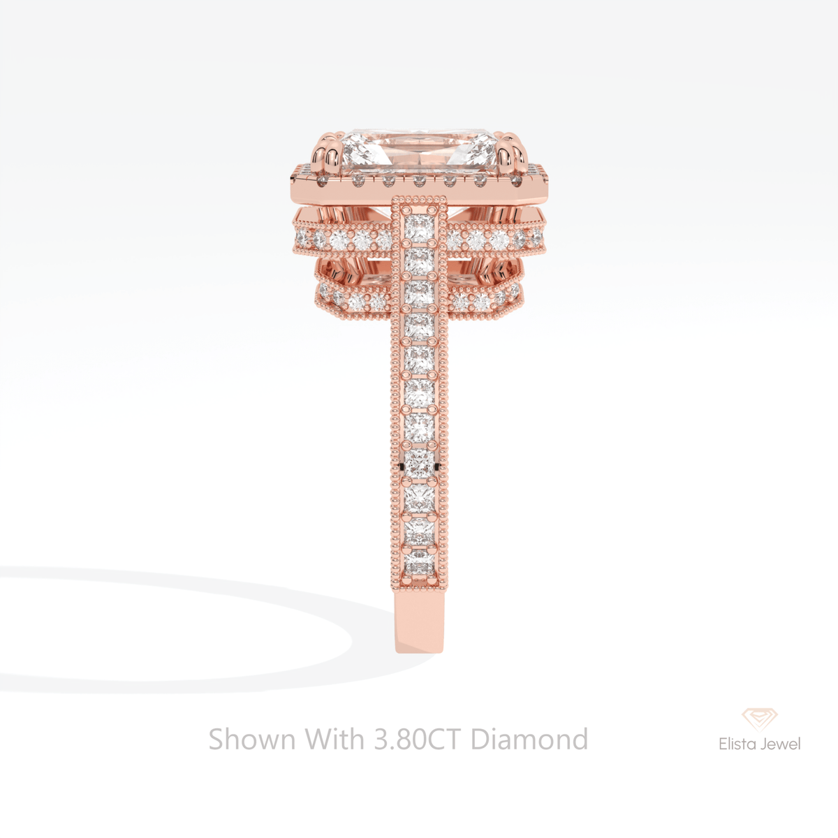 Radiant Cut Halo Engagement Lab Grown Diamond Ring - Additional View