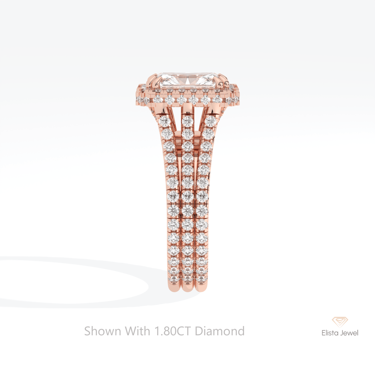 Radiant Cut Halo Wedding Lab Grown Diamond Ring - Additional View