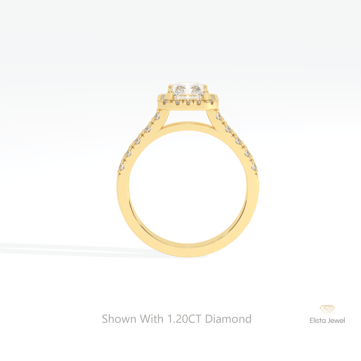 Radiant Cut Halo Wedding Lab Grown Diamond Ring - Alternative View