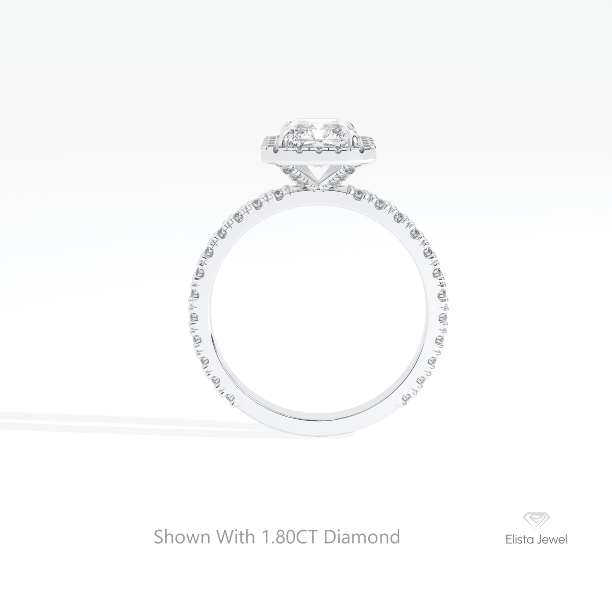 Radiant Cut Halo Wedding Lab Grown Diamond Ring in 10K Rose Gold - Angled View