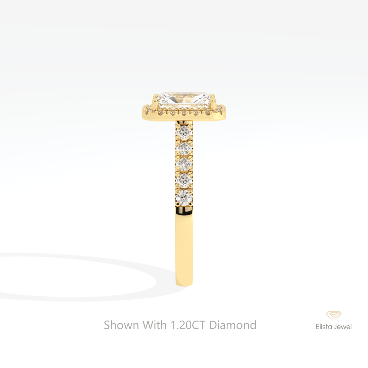Radiant Cut Halo Wedding Lab Grown Diamond Ring - Additional View