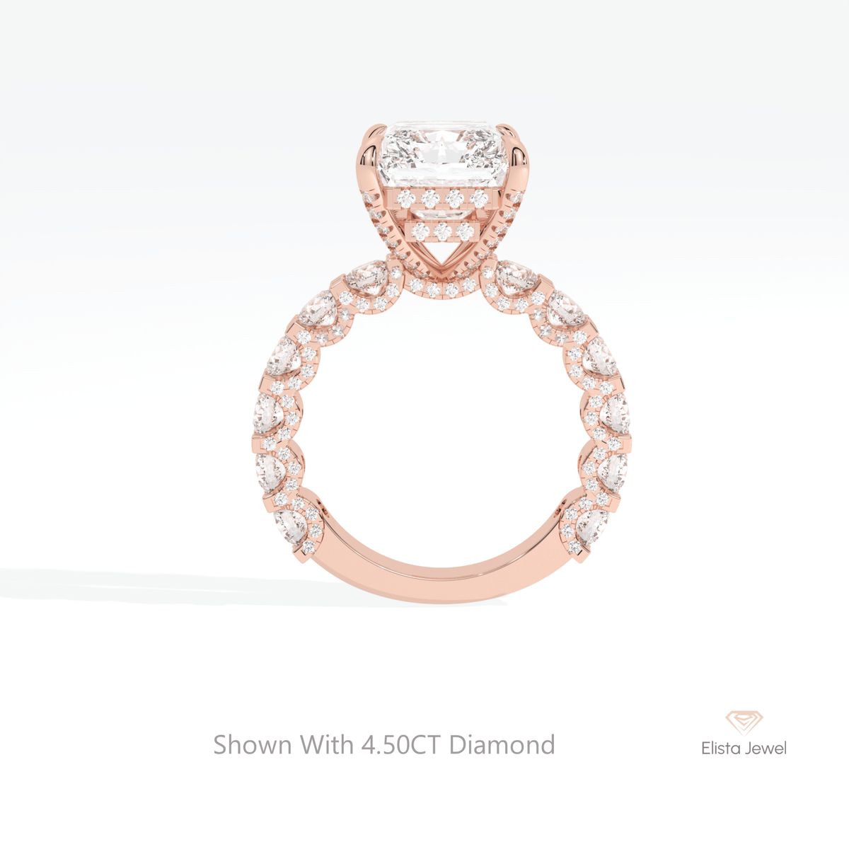 Radiant Cut Hidden Halo Engagement Lab Grown Diamond Ring - Alternative View