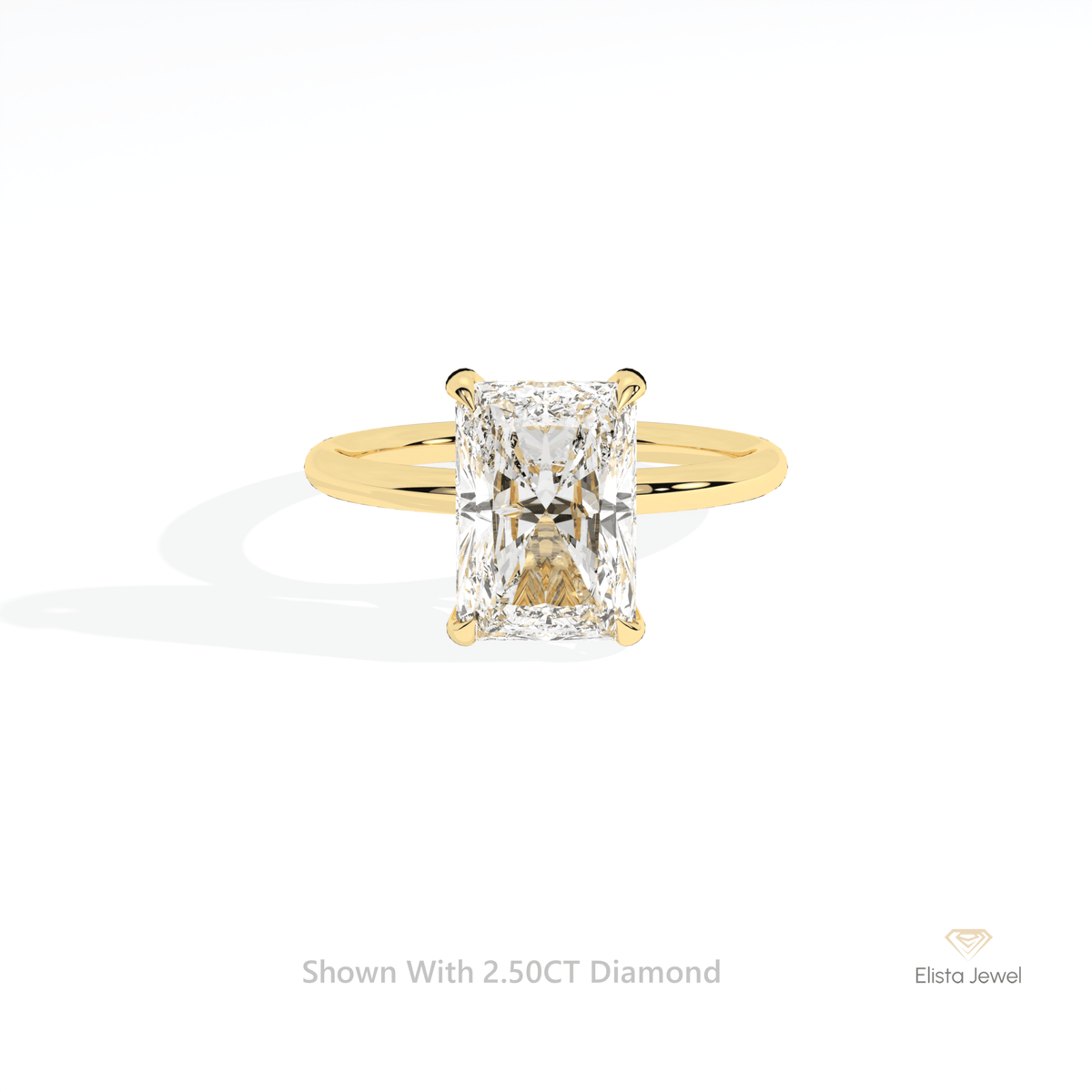 Radiant Cut Hidden Halo Engagement Lab Grown Diamond Ring in 18K Rose Gold - Ring on Hand View