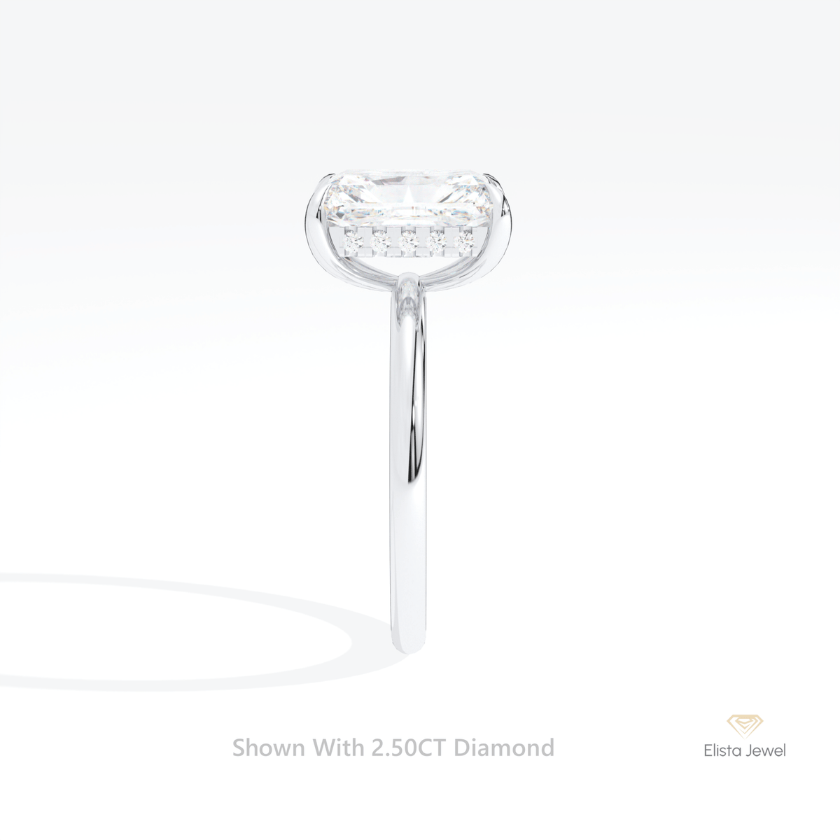 Radiant Cut Hidden Halo Engagement Lab Grown Diamond Ring in 18K Yellow Gold - Perspective View