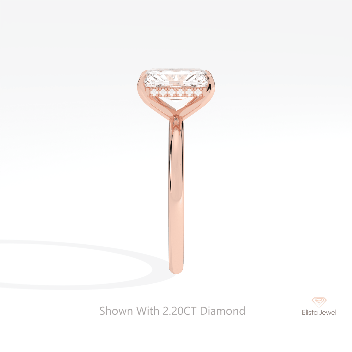 Radiant Cut Hidden Halo Wedding Lab Grown Diamond Ring - Additional View