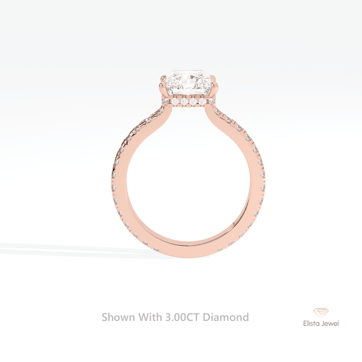 Radiant Cut Hidden Halo Wedding Lab Grown Diamond Ring - Alternative View