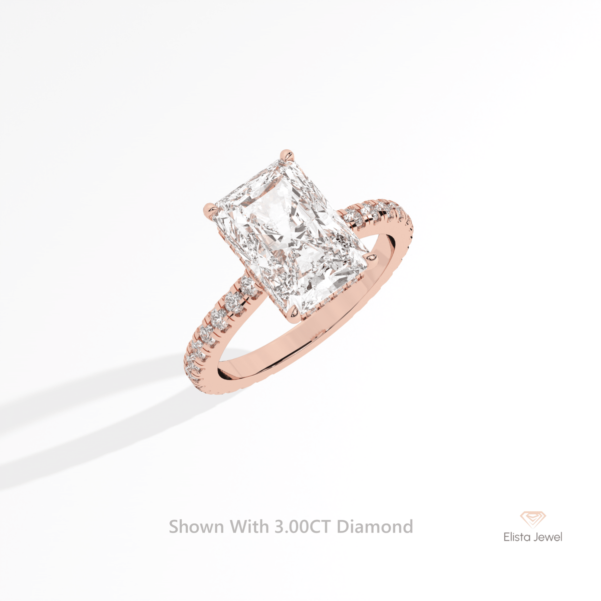 Radiant Cut Hidden Halo Wedding Lab Grown Diamond Ring in Platinum - Lifestyle View