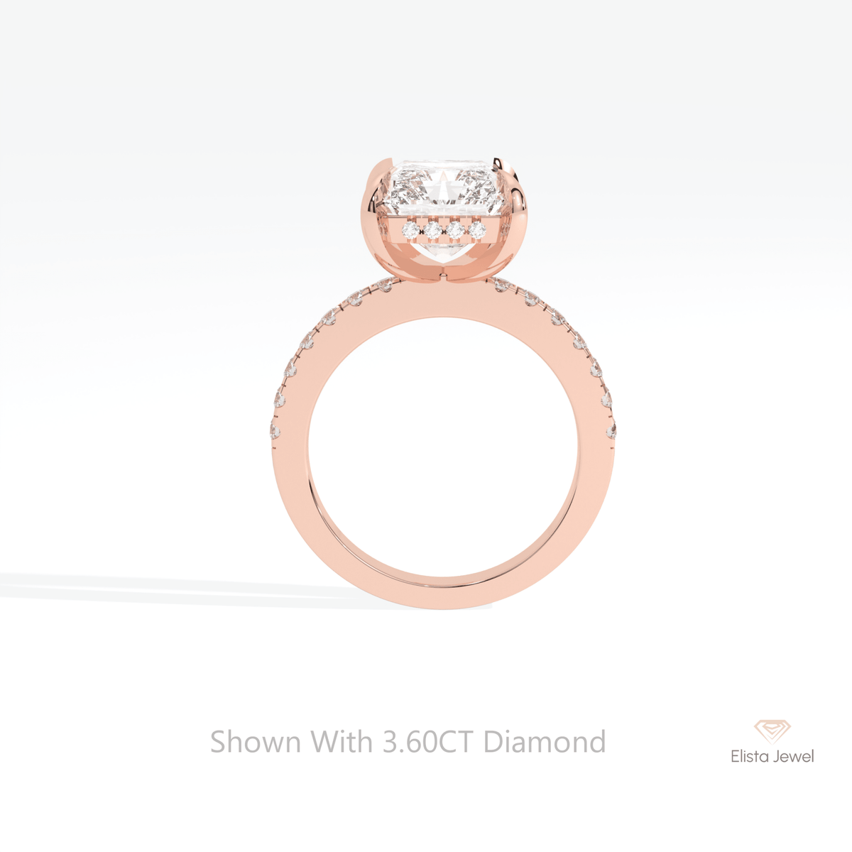 Radiant Cut Hidden Halo Wedding Lab Grown Diamond Ring - Alternative View