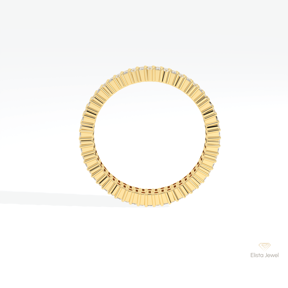 Round & Baguette Cut Full Eternity Lab Grown Diamond Band in 10K Rose Gold - Angled View