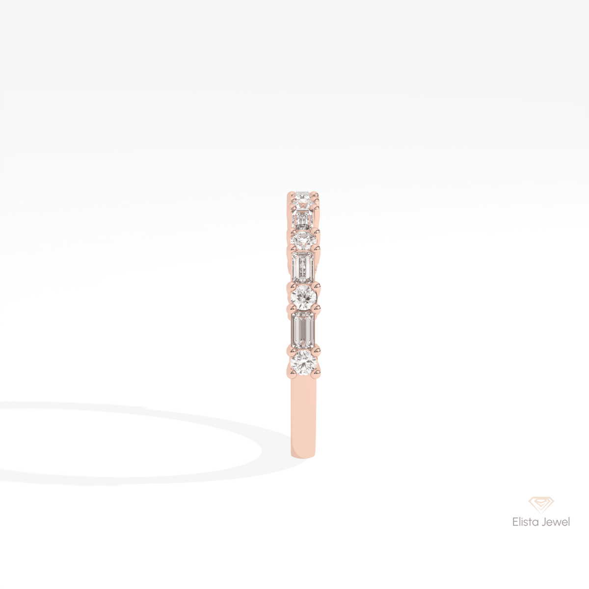 Round & Baguette Cut Half Eternity Lab Grown Diamond Band - Additional View